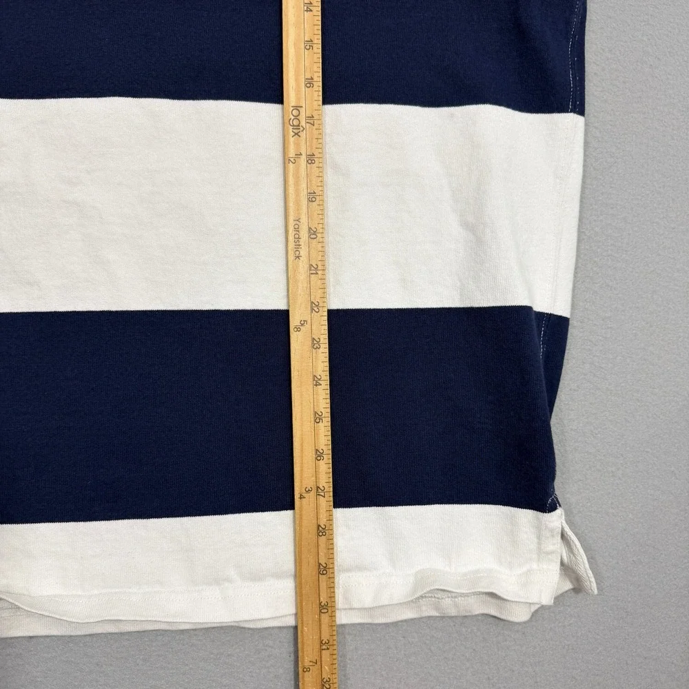 Vintage Polo Ralph Lauren Rugby Shirt XL Blue White Striped Crest Embroidered